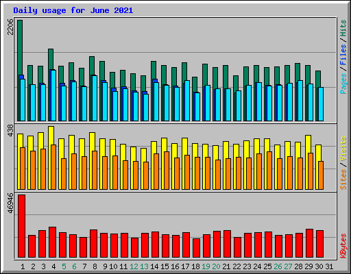 Daily usage for June 2021