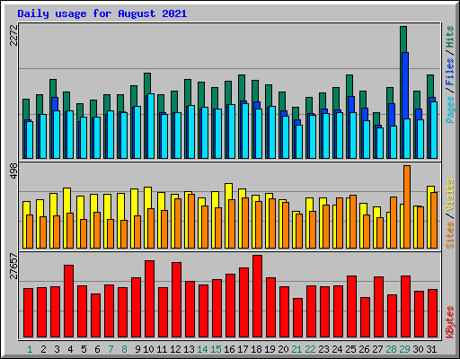 Daily usage for August 2021