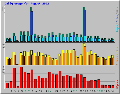 Daily usage for August 2022