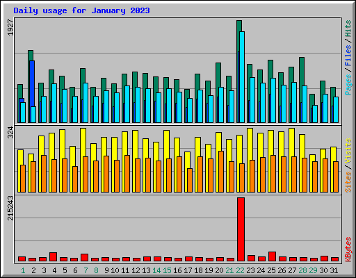 Daily usage for January 2023